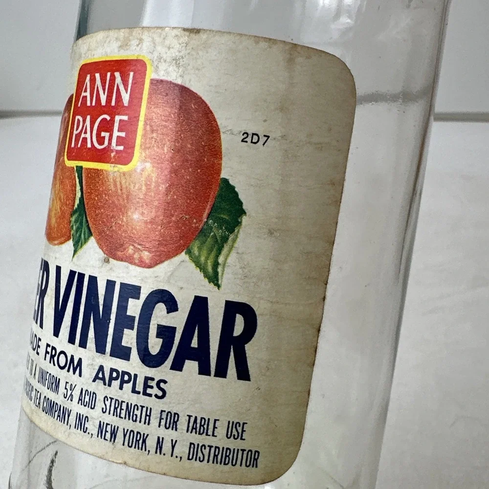 Vintage Ann Page Cider Vinegar Glass Bottle Great Atlantic Pacific Tea New York